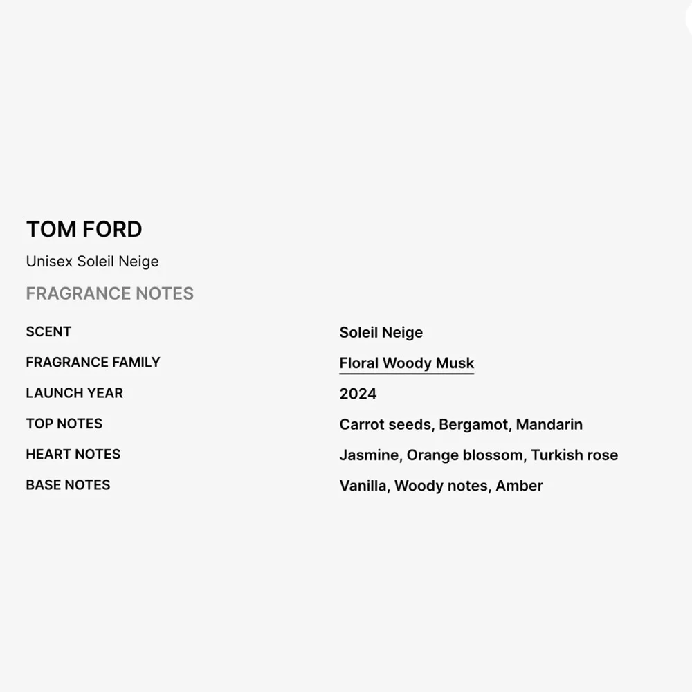 Tom Ford Soleil Neige EDP Parfum 1oz or 30ml - Brand New In Box & Sealed - Picture 4 of 10